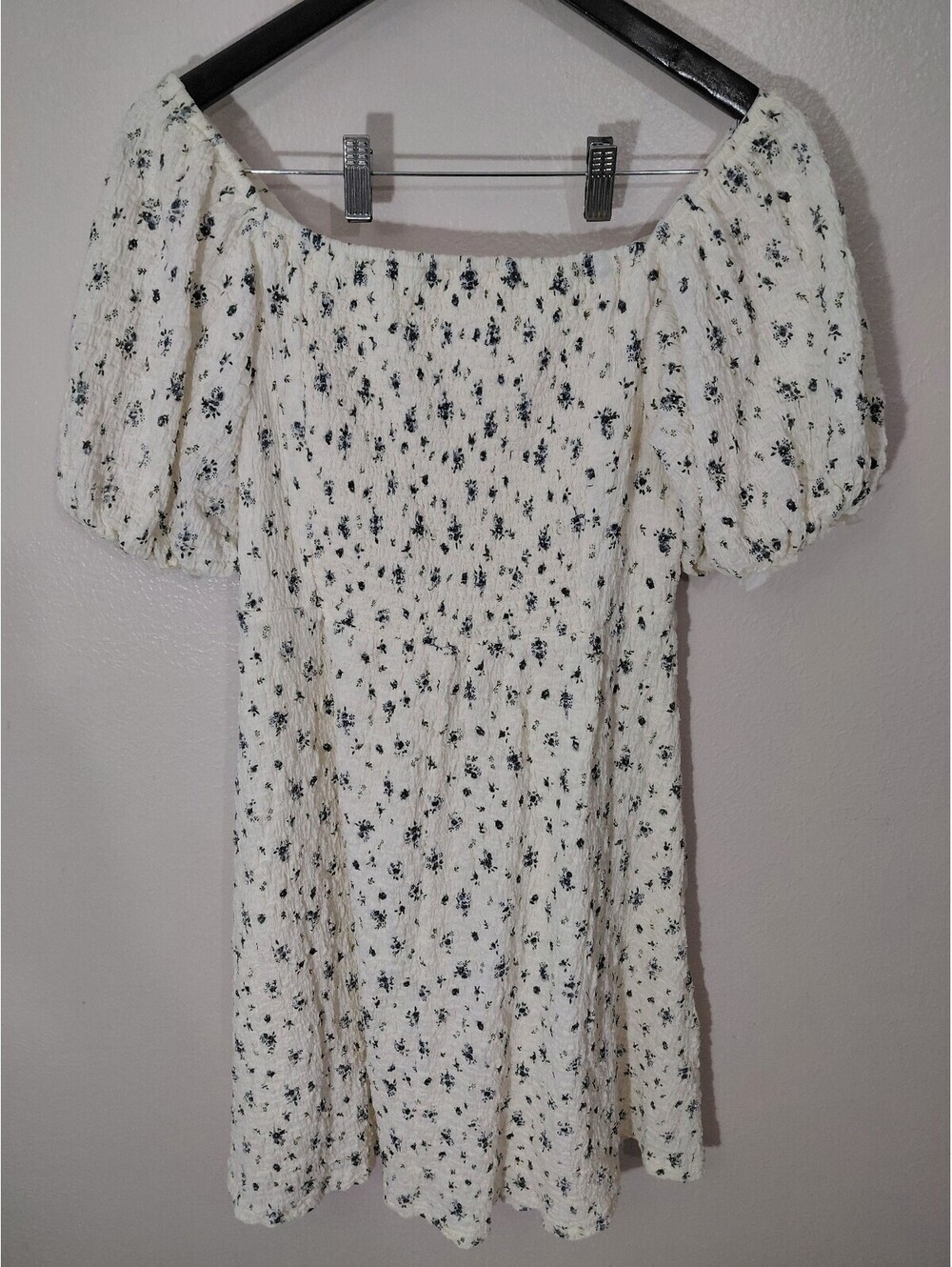 Beryl Women's White Floral Puff Sleeve Dress Size Large